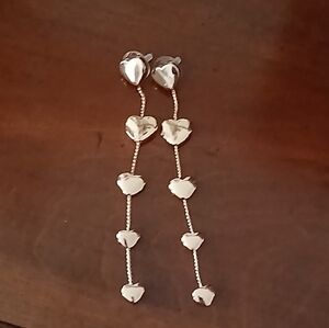 Gold Tone Heart Drop Earrings